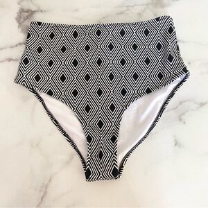 Cupshe Black and White High Waisted Swim Bikini Bottoms